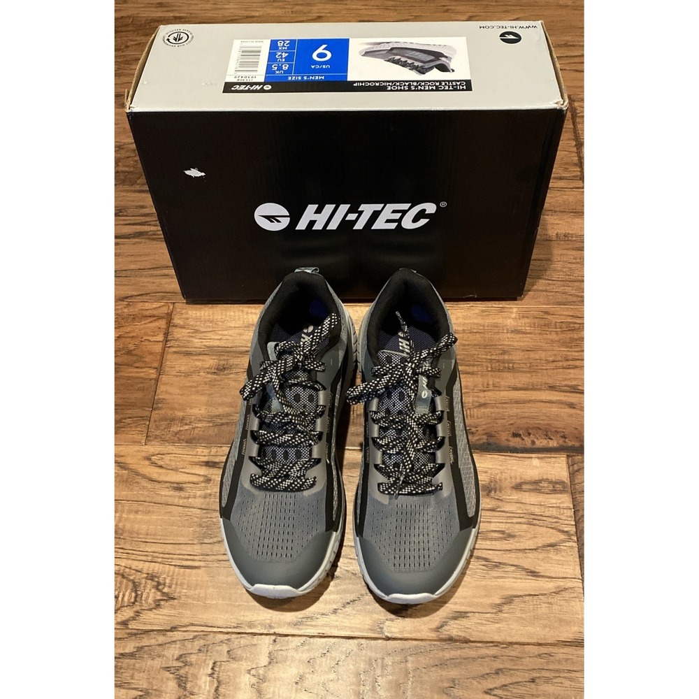 Hi-Tec Trail Running Sneakers Men's Castle Rock Black Mesh Lace-Up Low Top - 9